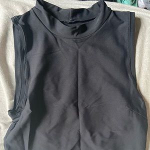 ATHLETA BLACK HIGH NECK CROP TOP